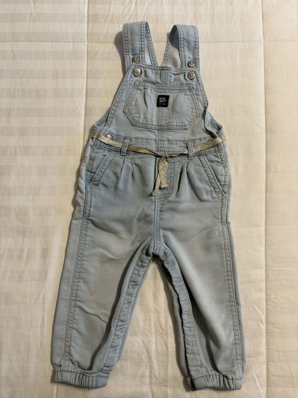 Baby B'gosh Denim Cotton Overalls Gold Belt Size 18 Months
